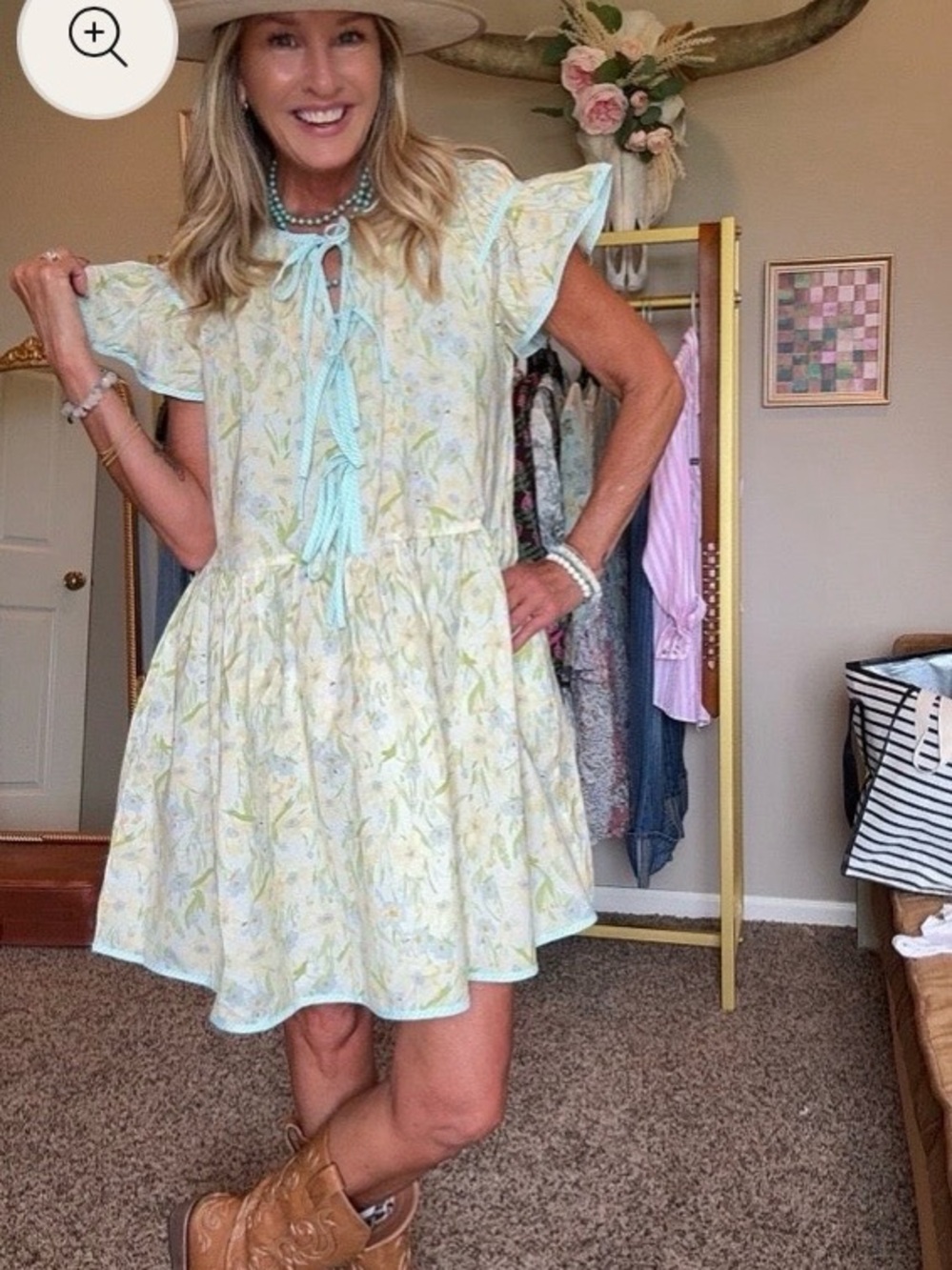 Lemon Grass Floral Dress by Easel Sz S Floral Ruffle Sleeve Boho Anthropologie